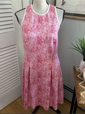 J. McLaughlin Pink White Patterned Sleeveless A-Line Dress